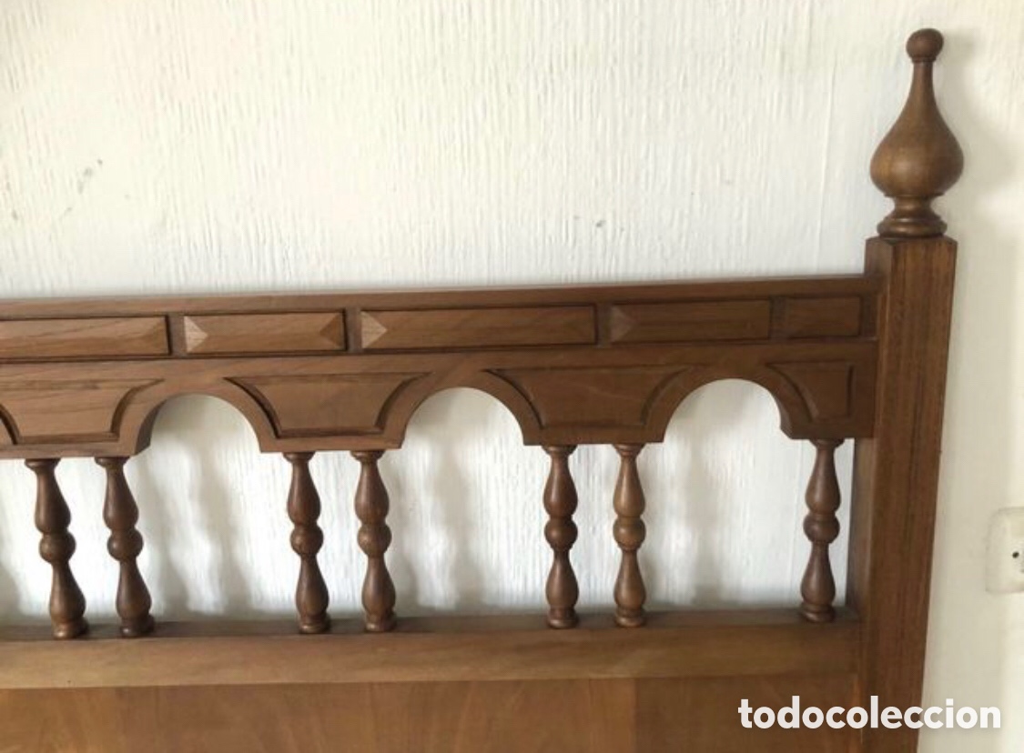 Antig&uuml;edades: CAMA DE MADERA TALLADA ESTILO CASTELLANO COMLETA - Foto 10