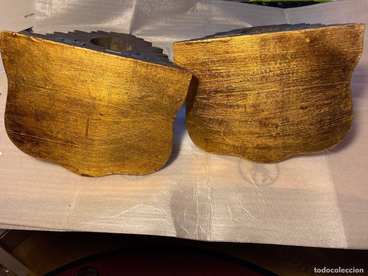 Antig&uuml;edades: LOTE 2 MENSULAS de MADERA CON PAN DE ORO. - Foto 4
