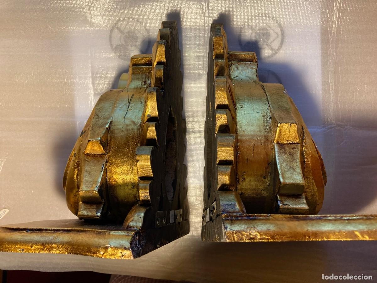 Antig&uuml;edades: LOTE 2 MENSULAS de MADERA CON PAN DE ORO. - Foto 5