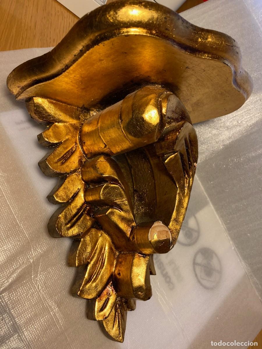 Antig&uuml;edades: LOTE 2 MENSULAS de MADERA CON PAN DE ORO. - Foto 7