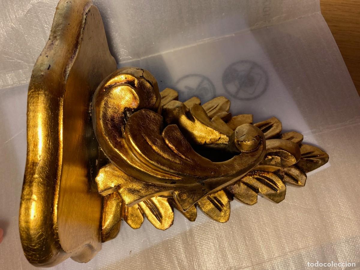 Antig&uuml;edades: LOTE 2 MENSULAS de MADERA CON PAN DE ORO. - Foto 8