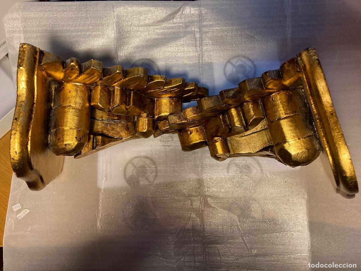 Antig&uuml;edades: LOTE 2 MENSULAS de MADERA CON PAN DE ORO. - Foto 13