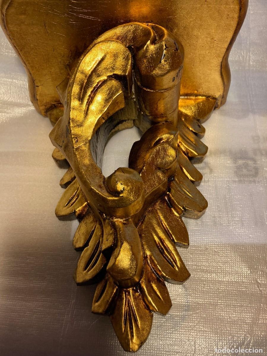 Antig&uuml;edades: LOTE 2 MENSULAS de MADERA CON PAN DE ORO. - Foto 14