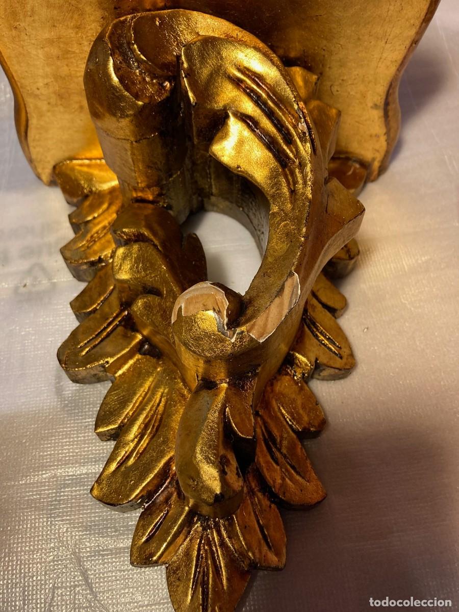 Antig&uuml;edades: LOTE 2 MENSULAS de MADERA CON PAN DE ORO. - Foto 15