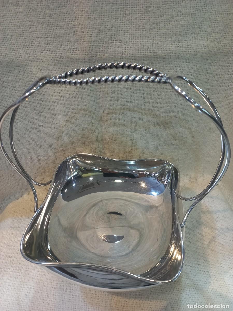 Antig&uuml;edades: CESTA-CENTRO 30cm (alpaca plateada) &uml;ALOSA&uml; cuadrangular - Foto 1