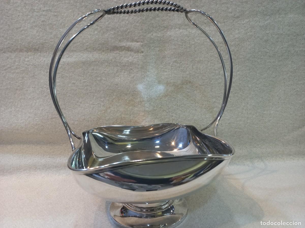 Antig&uuml;edades: CESTA-CENTRO 30cm (alpaca plateada) &uml;ALOSA&uml; cuadrangular - Foto 2