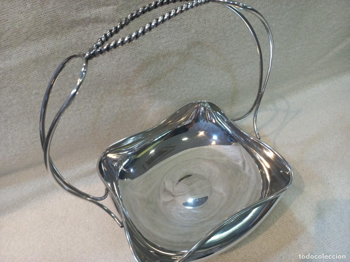 Antig&uuml;edades: CESTA-CENTRO 30cm (alpaca plateada) &uml;ALOSA&uml; cuadrangular - Foto 3