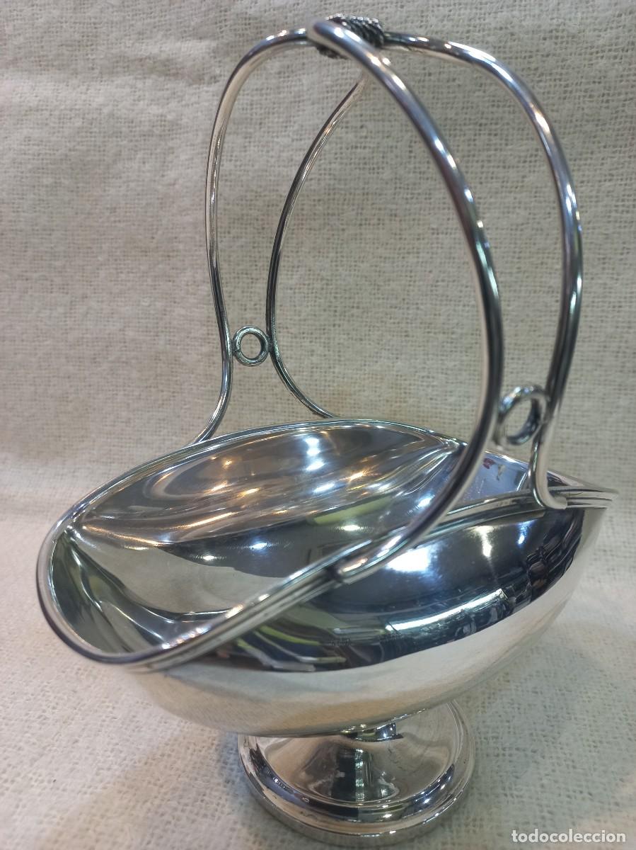 Antig&uuml;edades: CESTA-CENTRO (PLATEADA) 21cm ovalada-cuadrangular - Foto 1
