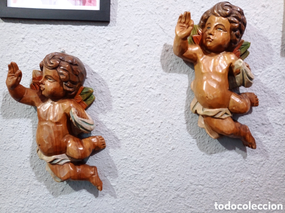 Antig&uuml;edades: &Aacute;ngeles de madera tallada - Foto 2