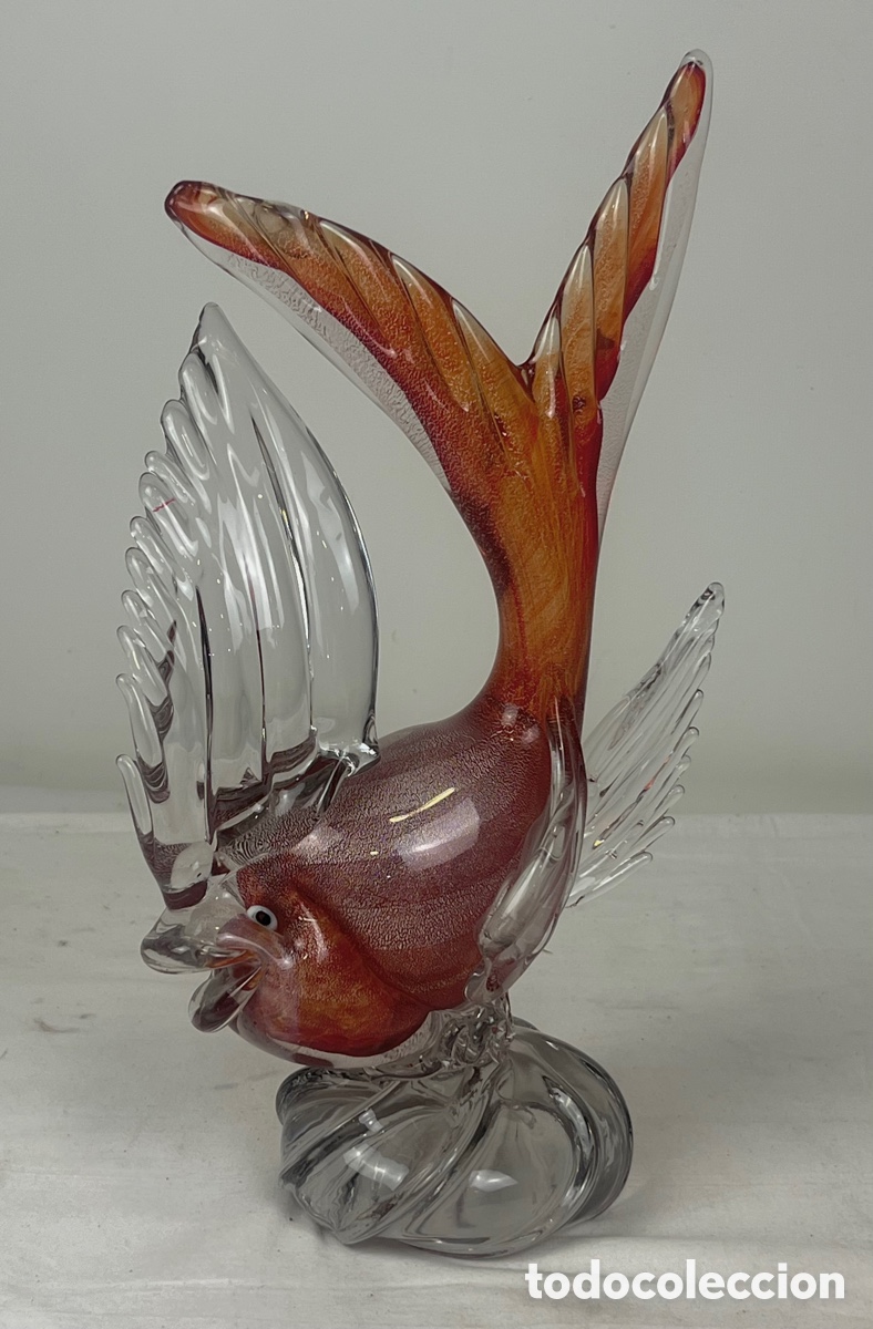 Antig&uuml;edades: GRAN PEZ DE CRISTAL DE MURANO - 33 CM - Foto 2