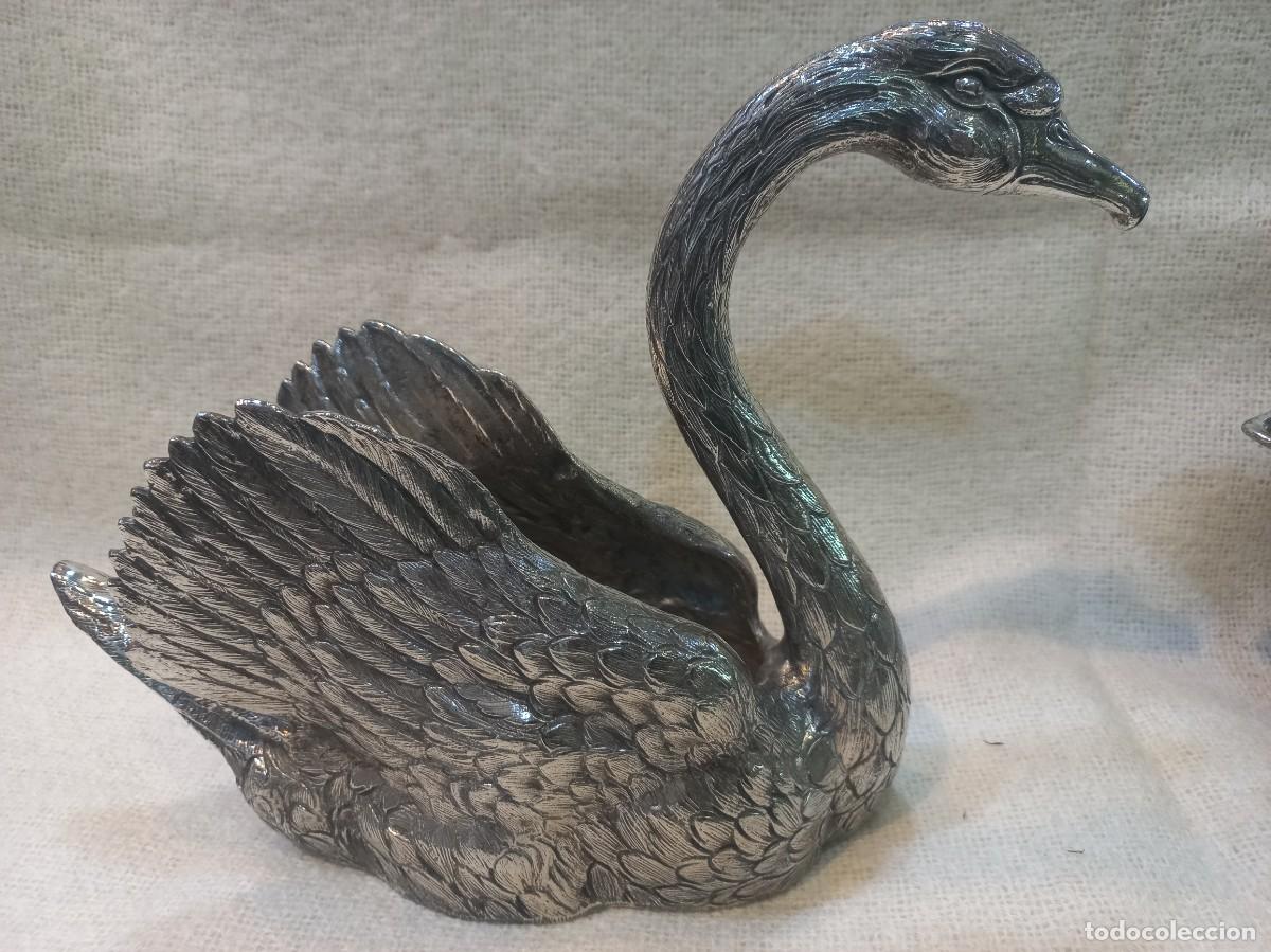 Antig&uuml;edades: DOS CISNES &uml;ALPACA PLATEADA&uml; 21cm y 19cm - Foto 3