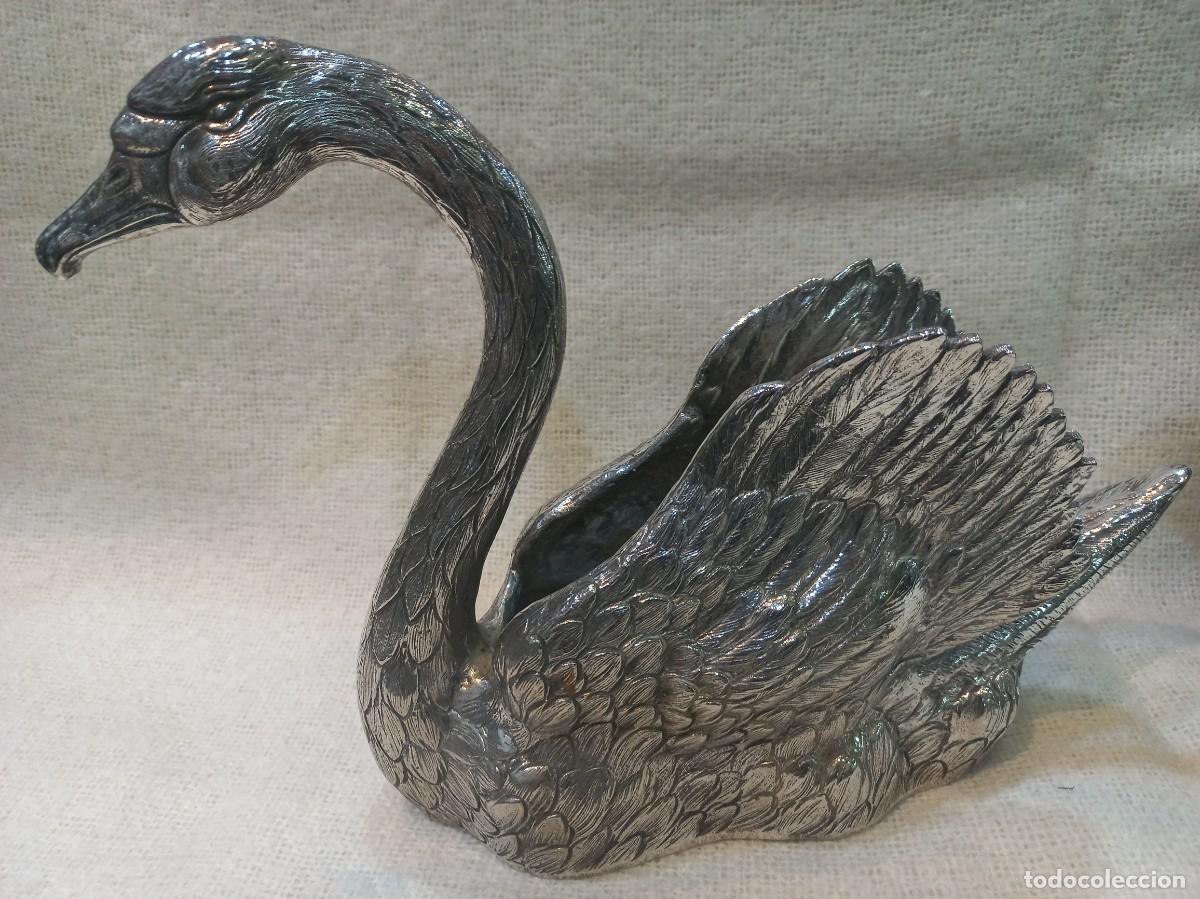 Antig&uuml;edades: DOS CISNES &uml;ALPACA PLATEADA&uml; 21cm y 19cm - Foto 4