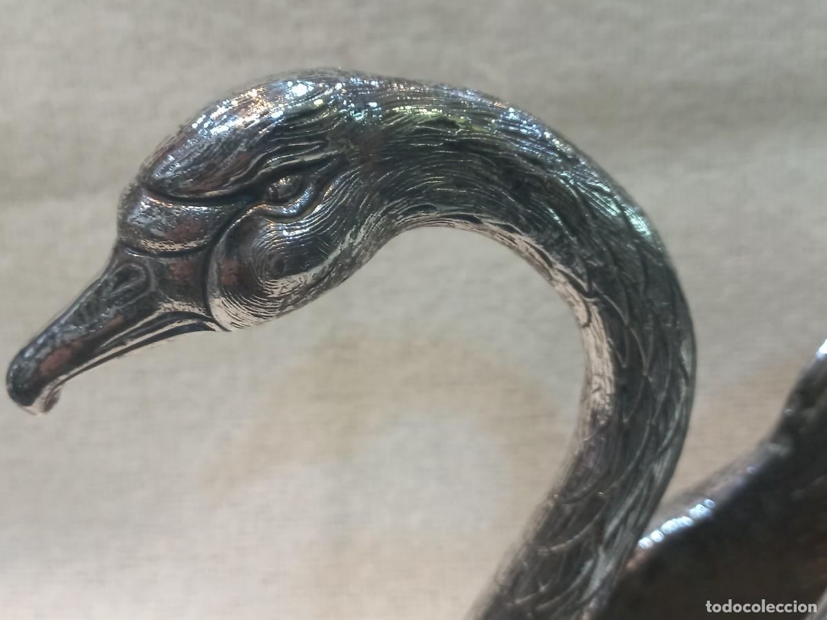 Antig&uuml;edades: DOS CISNES &uml;ALPACA PLATEADA&uml; 21cm y 19cm - Foto 5