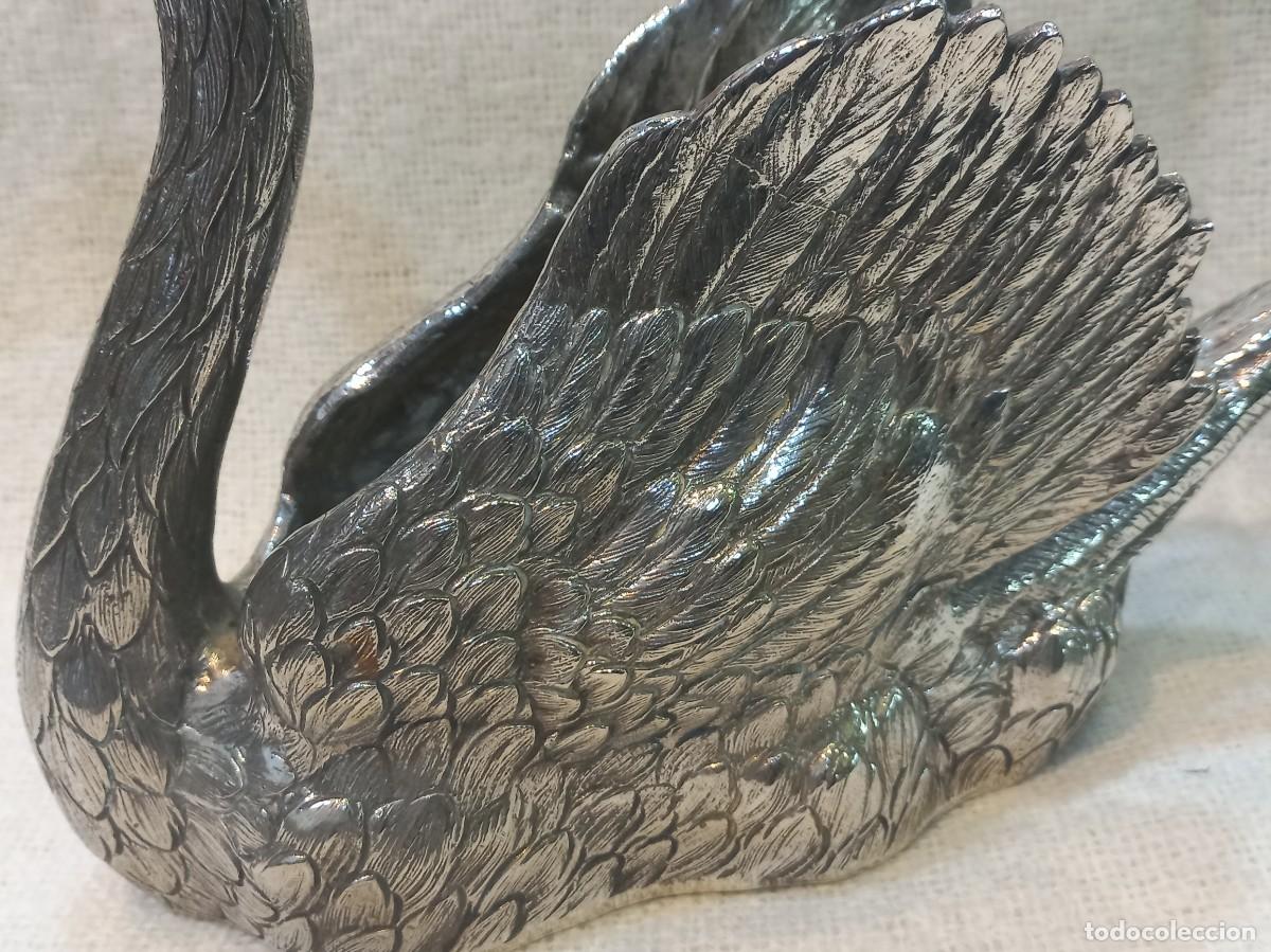 Antig&uuml;edades: DOS CISNES &uml;ALPACA PLATEADA&uml; 21cm y 19cm - Foto 6