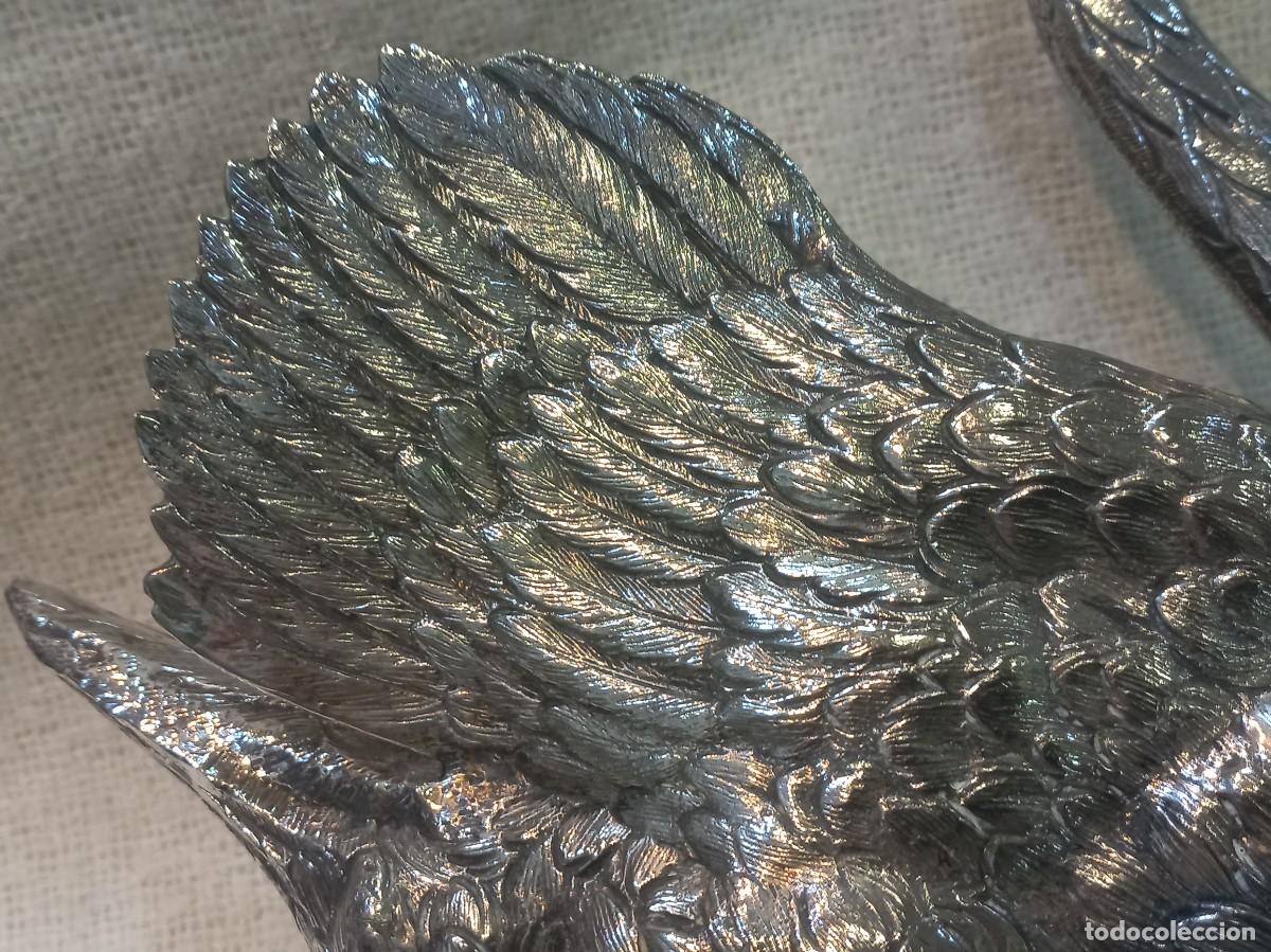 Antig&uuml;edades: DOS CISNES &uml;ALPACA PLATEADA&uml; 21cm y 19cm - Foto 7