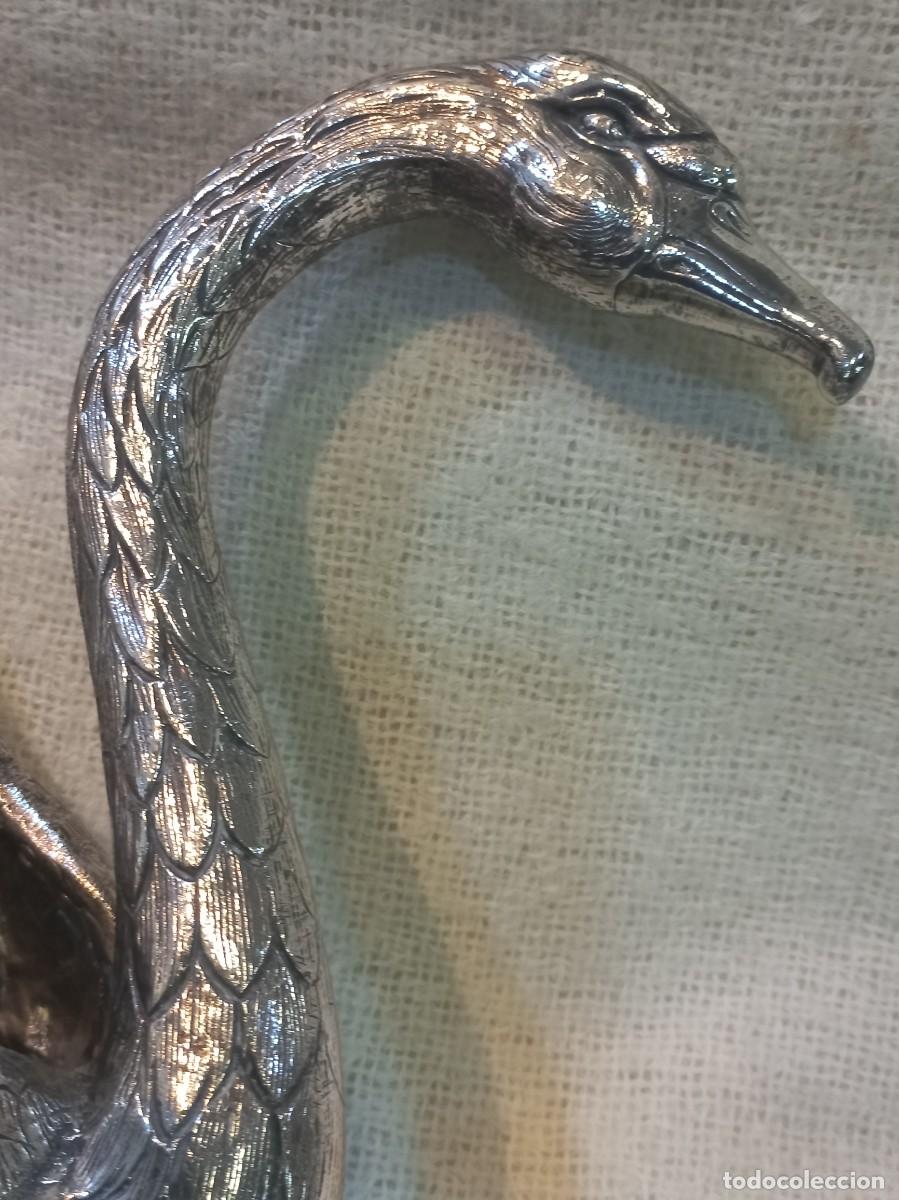 Antig&uuml;edades: DOS CISNES &uml;ALPACA PLATEADA&uml; 21cm y 19cm - Foto 8