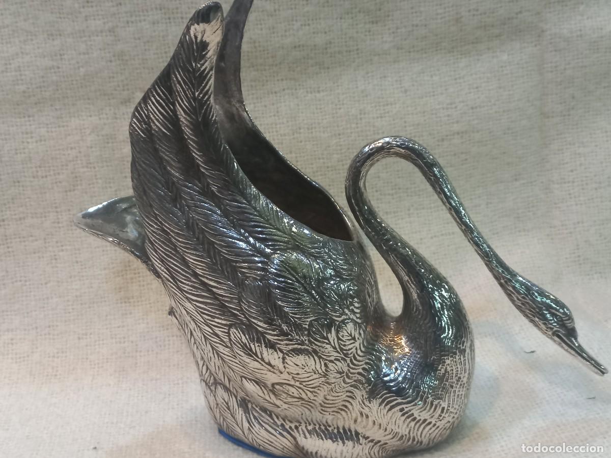 Antig&uuml;edades: DOS CISNES &uml;ALPACA PLATEADA&uml; 21cm y 19cm - Foto 10