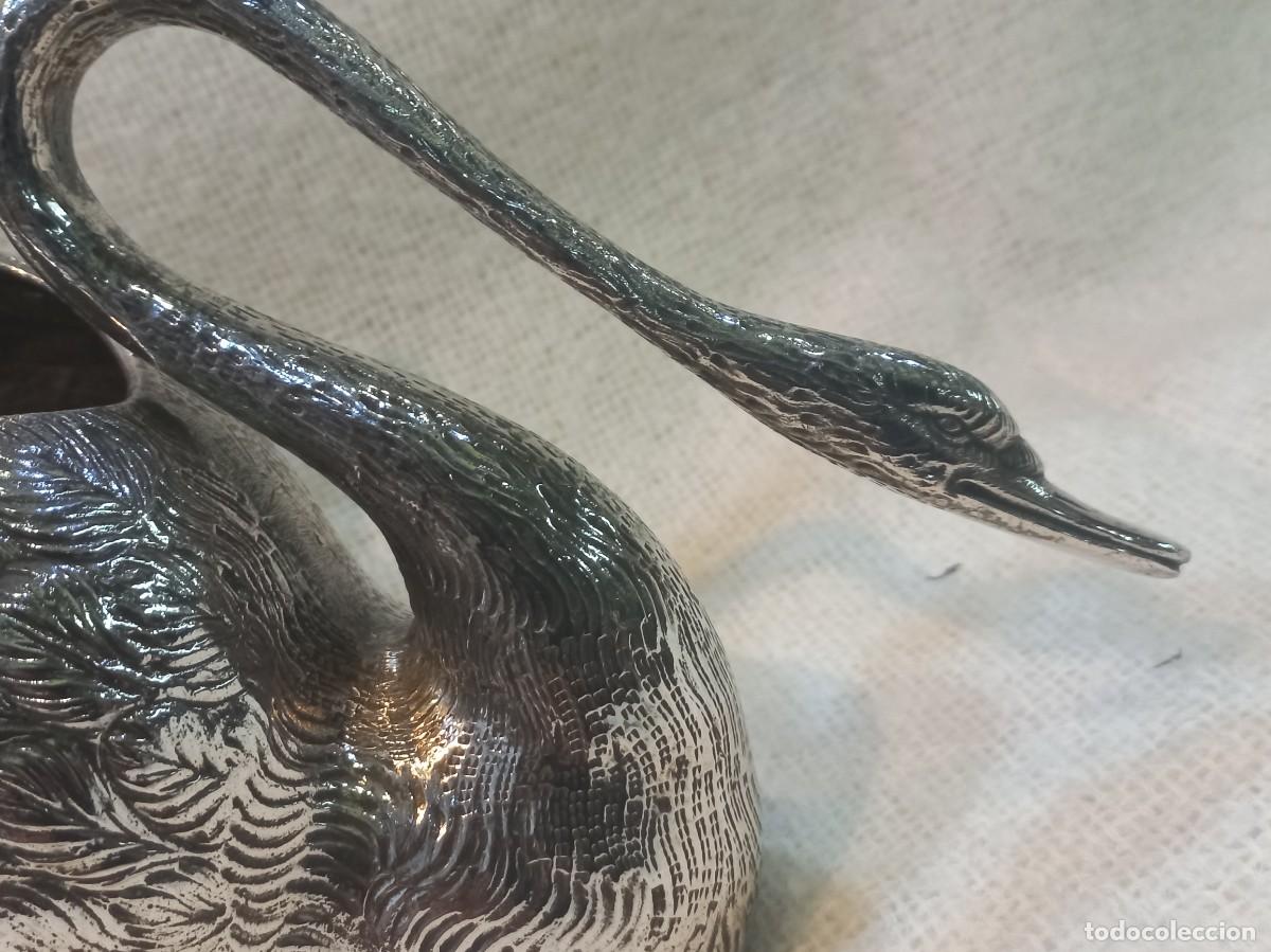 Antig&uuml;edades: DOS CISNES &uml;ALPACA PLATEADA&uml; 21cm y 19cm - Foto 11