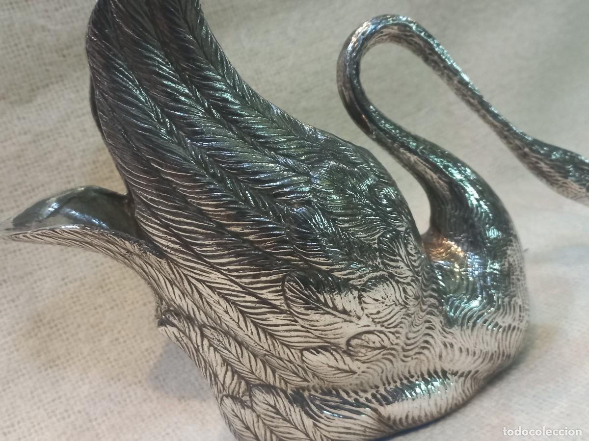Antig&uuml;edades: DOS CISNES &uml;ALPACA PLATEADA&uml; 21cm y 19cm - Foto 12