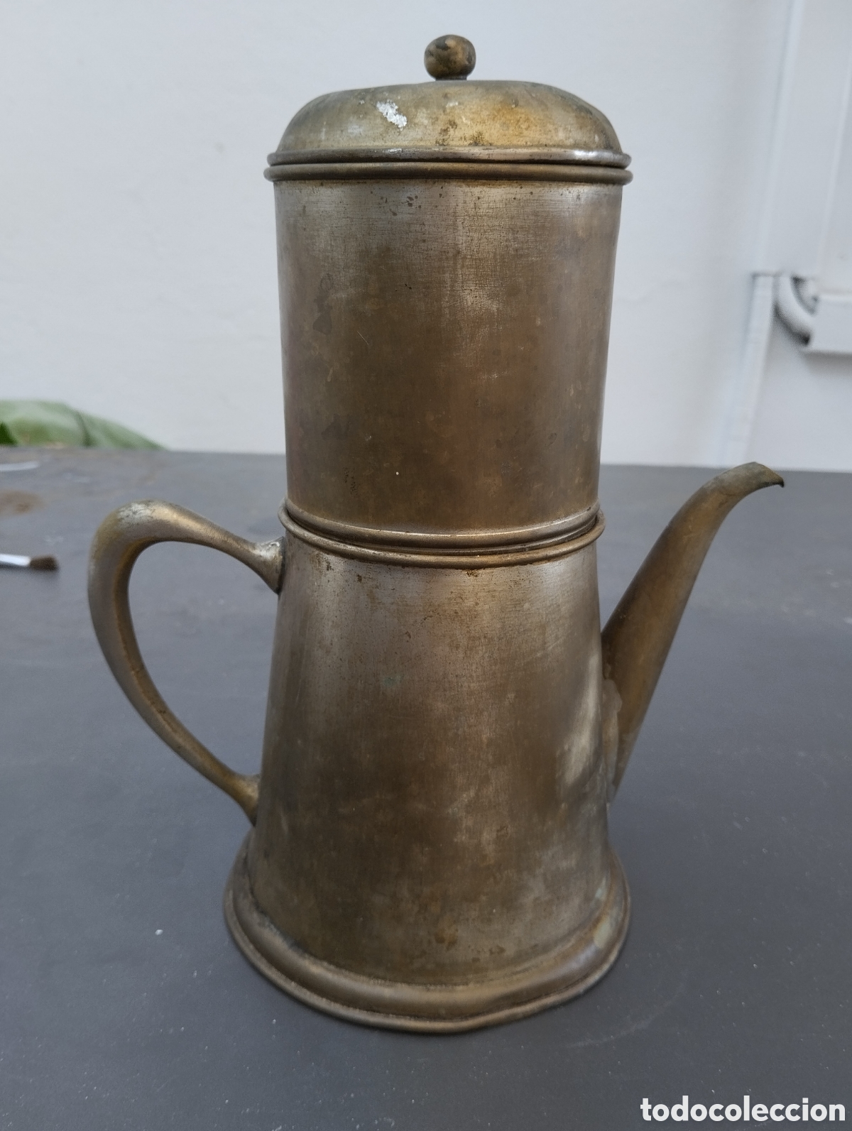Antig&uuml;edades: lote de cafetera y azucarera de metal - Foto 4