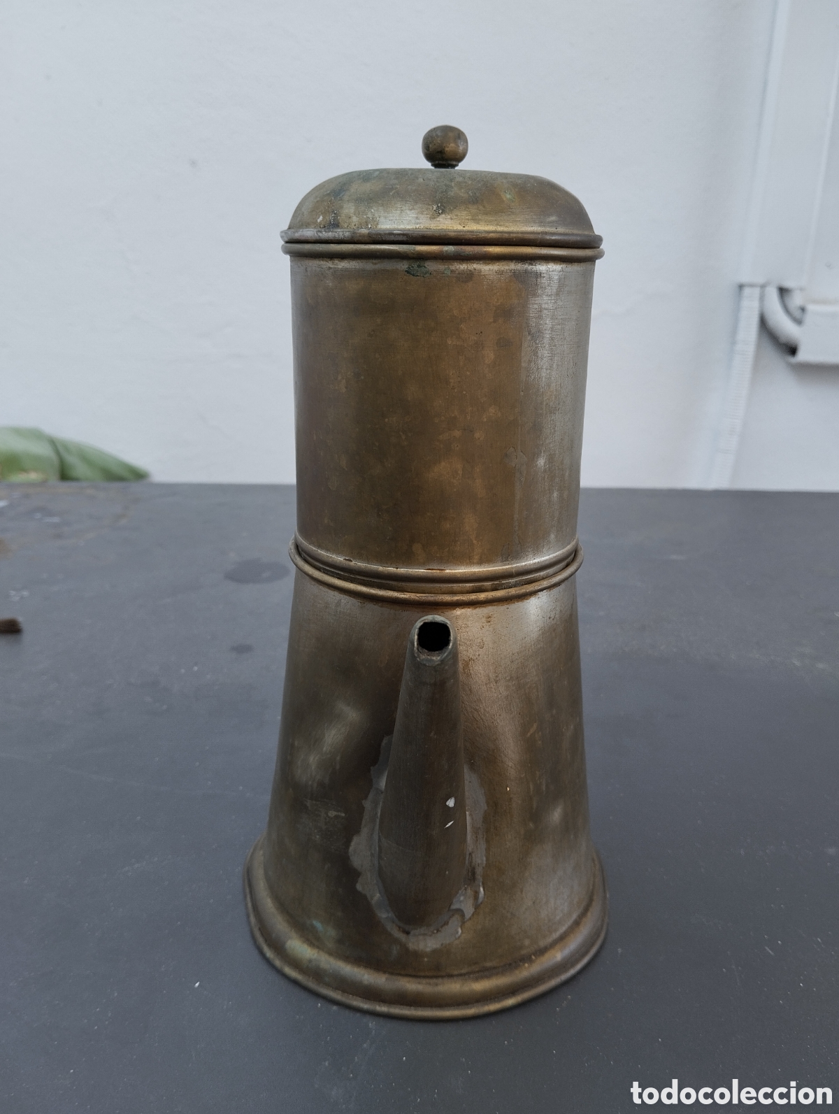 Antig&uuml;edades: lote de cafetera y azucarera de metal - Foto 3