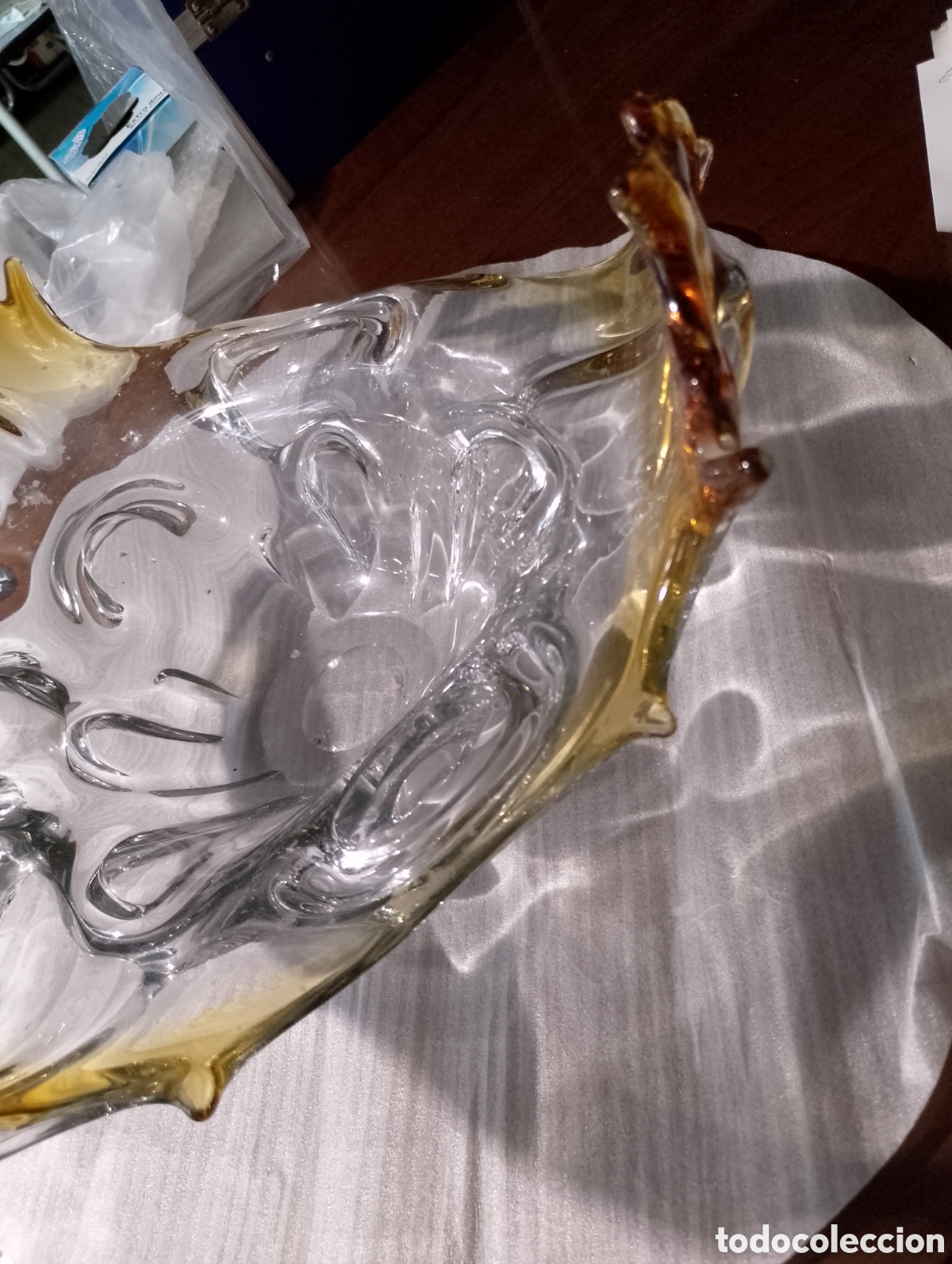 Antig&uuml;edades: CENTRO DE MESA CRISTAL TOPACIO - Foto 2