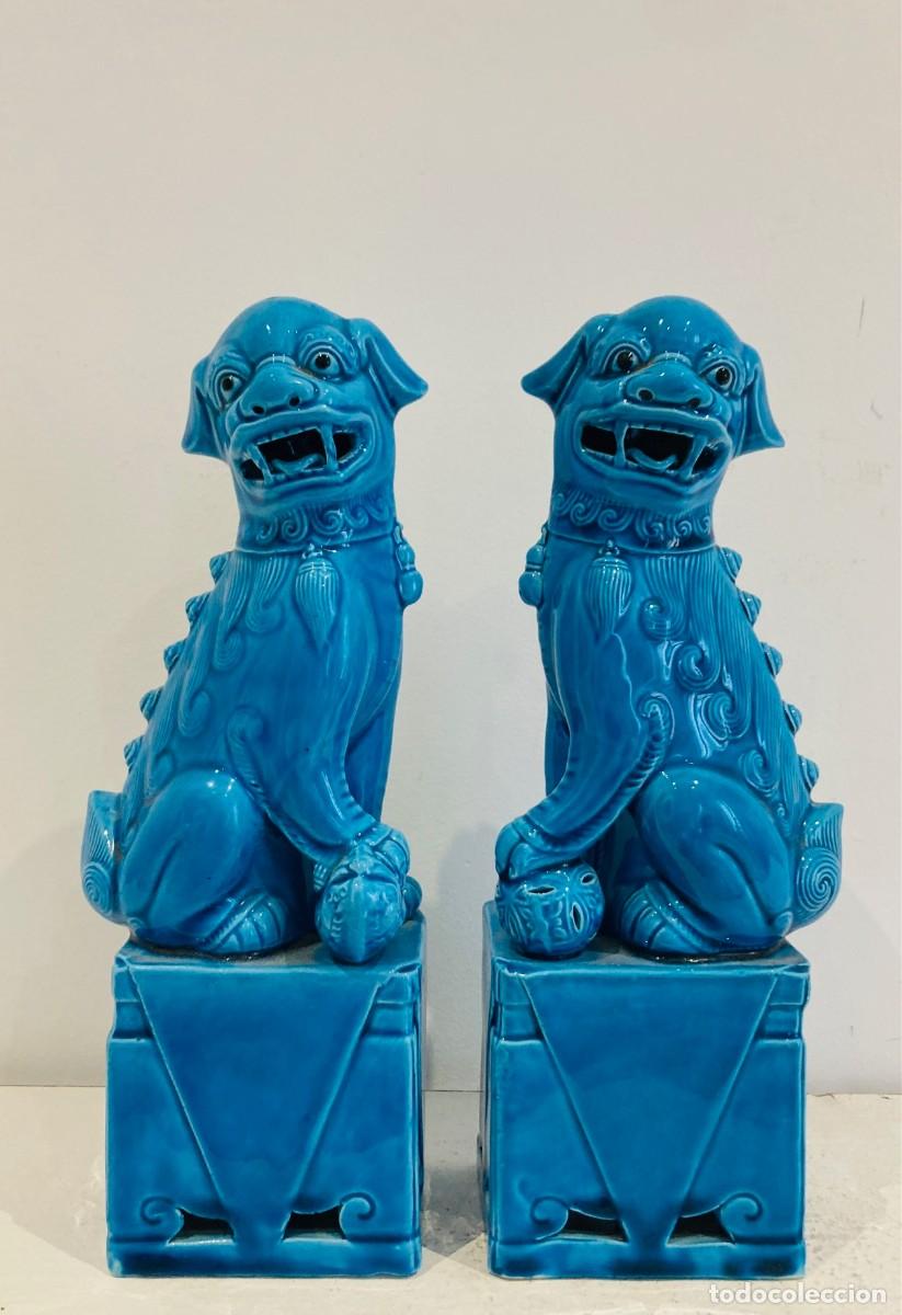 Antig&uuml;edades: Pareja de Perros Guardianes Foo. China - Foto 1