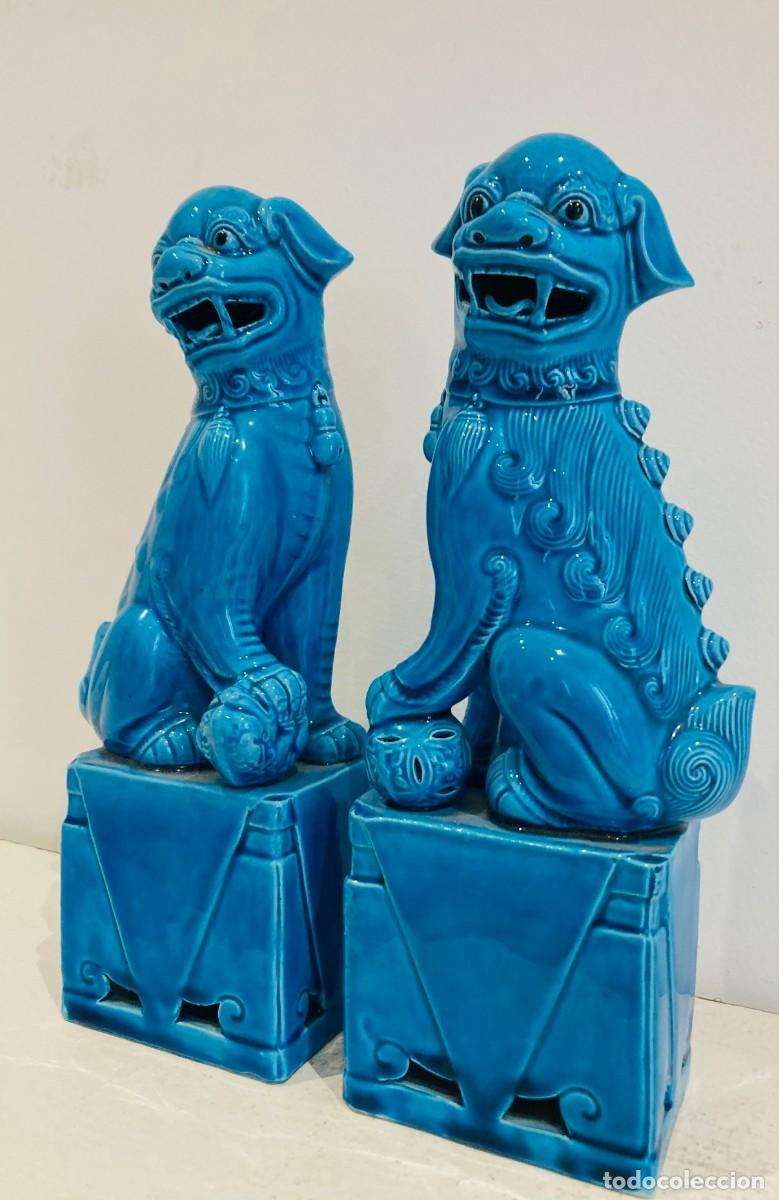 Antig&uuml;edades: Pareja de Perros Guardianes Foo. China - Foto 2