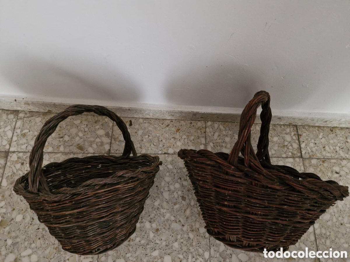 Antig&uuml;edades: 2 CESTOS DE MIMBRE ANTIGUOS - Foto 3