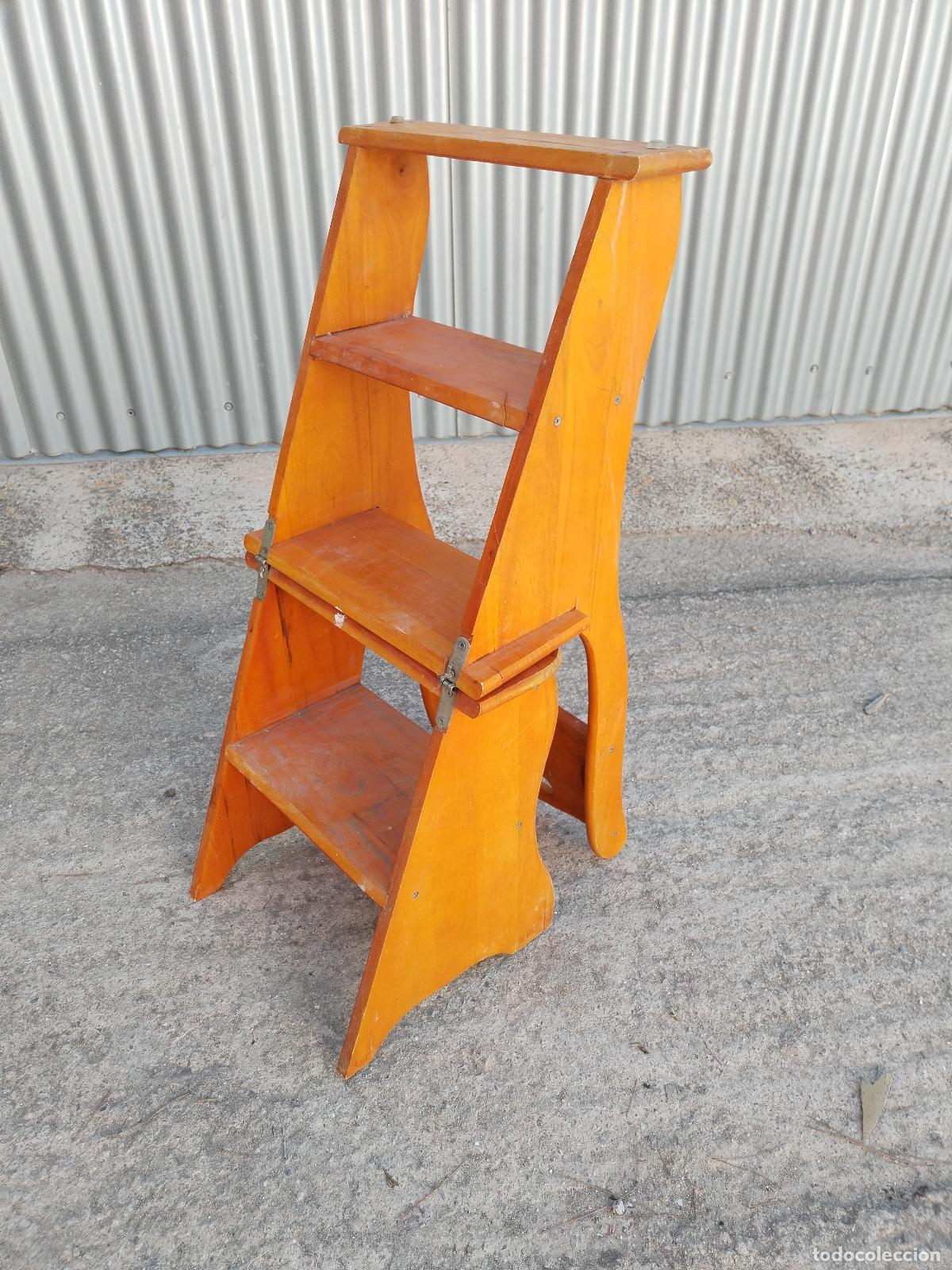 Antig&uuml;edades: silla escalera de libros - Foto 1
