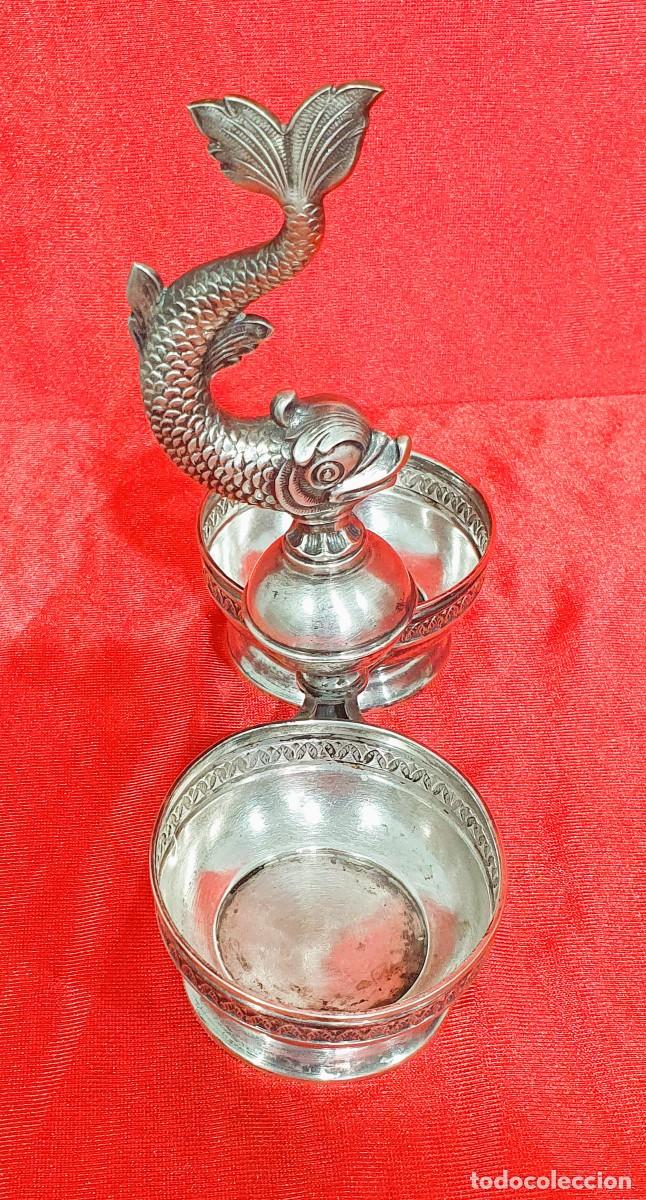 Antig&uuml;edades: Vinagrera/aceitera antigua de plata - Foto 2