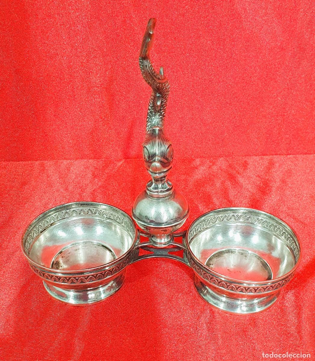 Antig&uuml;edades: Vinagrera/aceitera antigua de plata - Foto 3