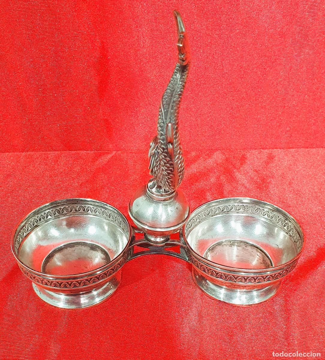 Antig&uuml;edades: Vinagrera/aceitera antigua de plata - Foto 4