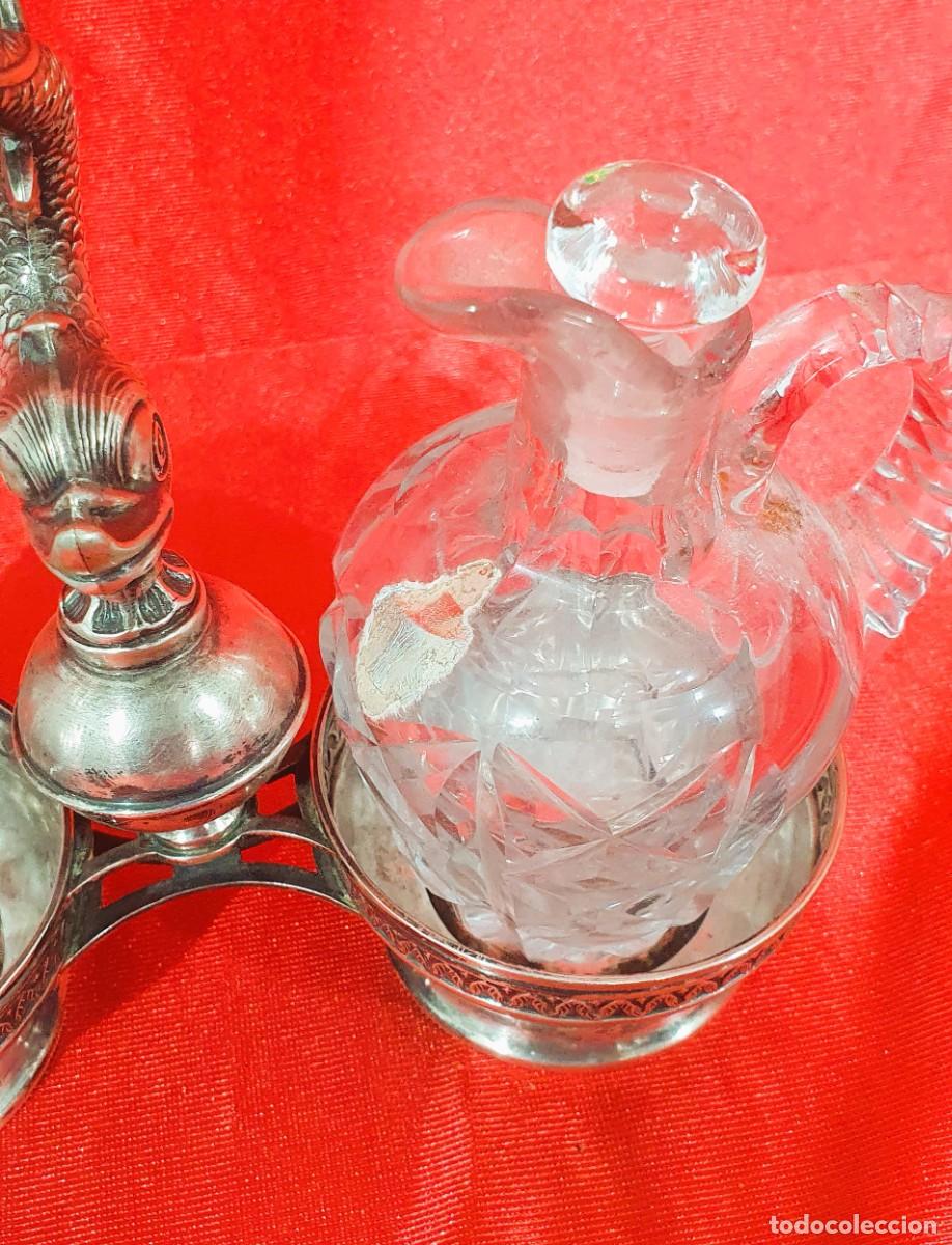 Antig&uuml;edades: Vinagrera/aceitera antigua de plata - Foto 8