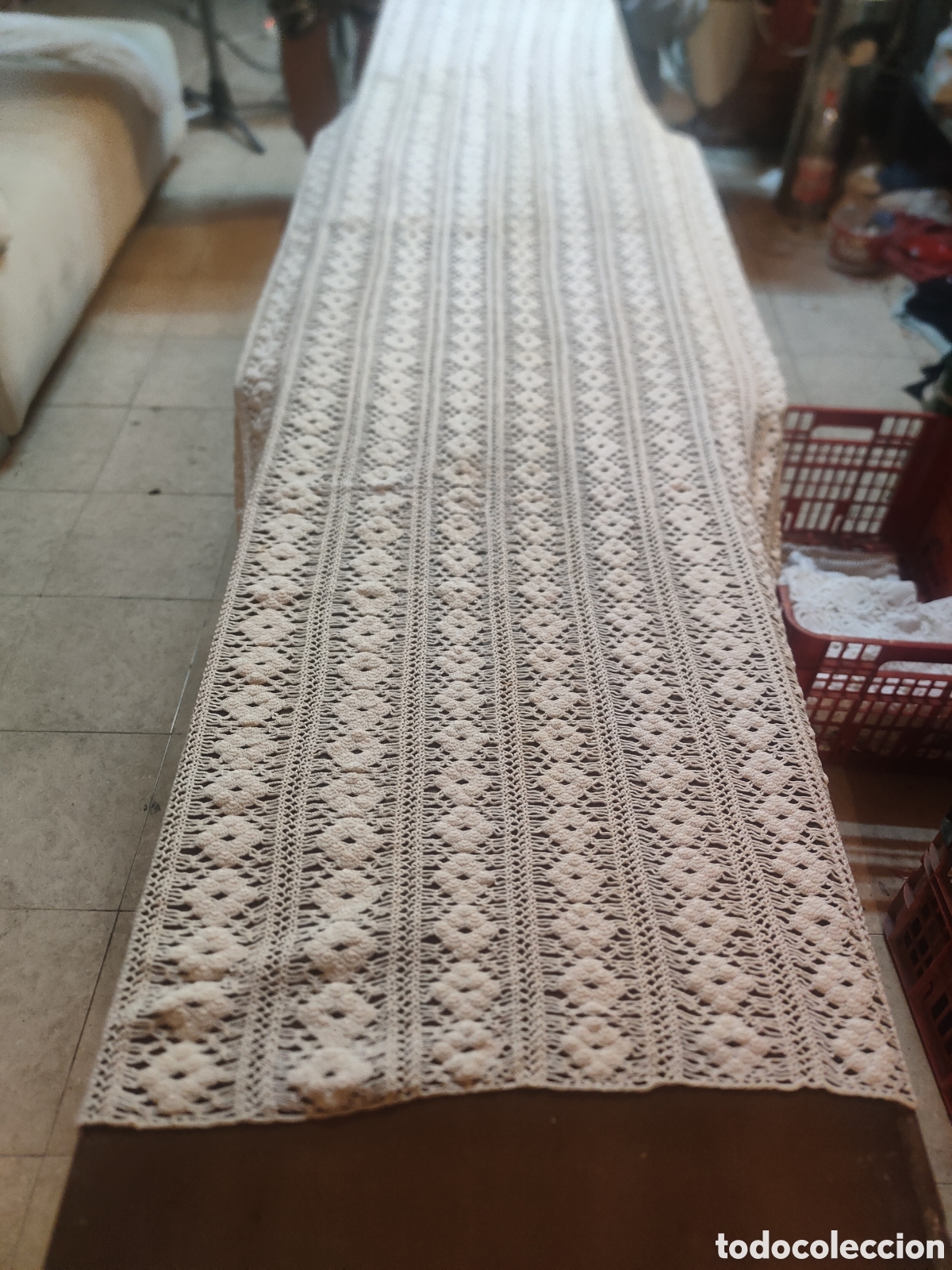 Antig&uuml;edades: Mantel para mesa ,hecho a mano - Foto 2