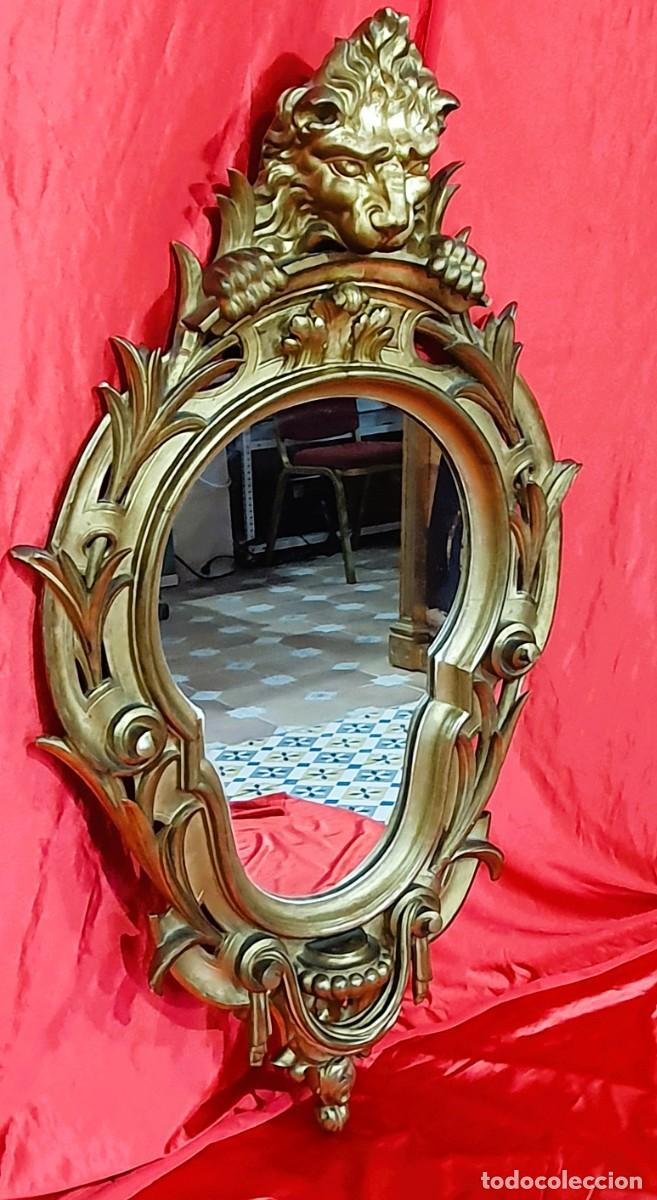 Antig&uuml;edades: Antiguo espejo de madera tallada - Foto 4