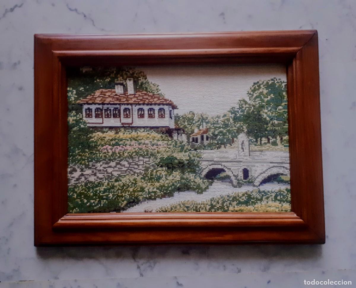 Antig&uuml;edades: Cuadro Paisaje bordado Marco - Foto 1