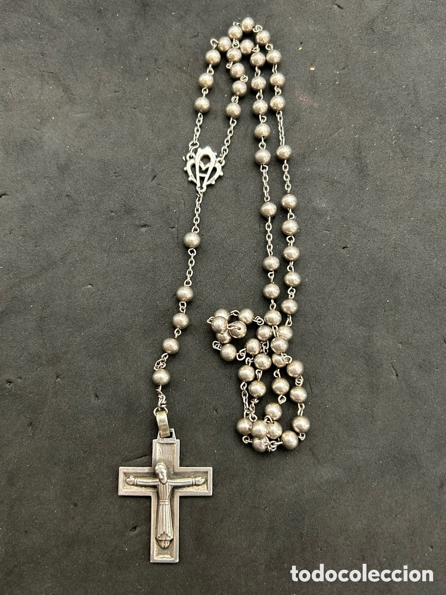 Antig&uuml;edades: Rosario de plata 46cm - Foto 4