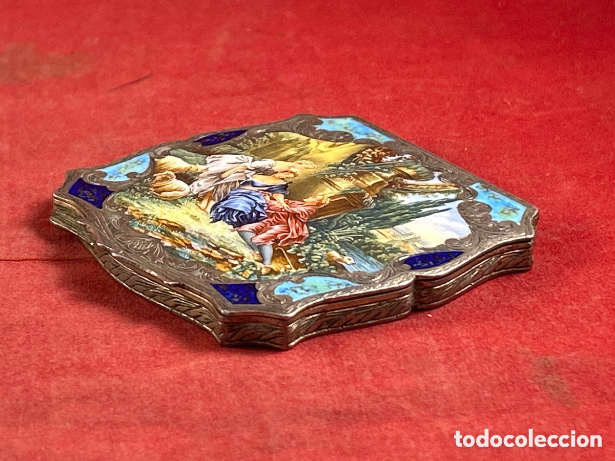 Antig&uuml;edades: TARJETERO POLVERA CON ESMALTE MODERNISTA SIGLO XIX - Foto 7
