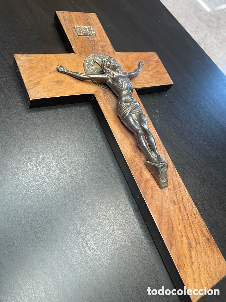 Antig&uuml;edades: Crucifijo madera y bronce - Foto 2