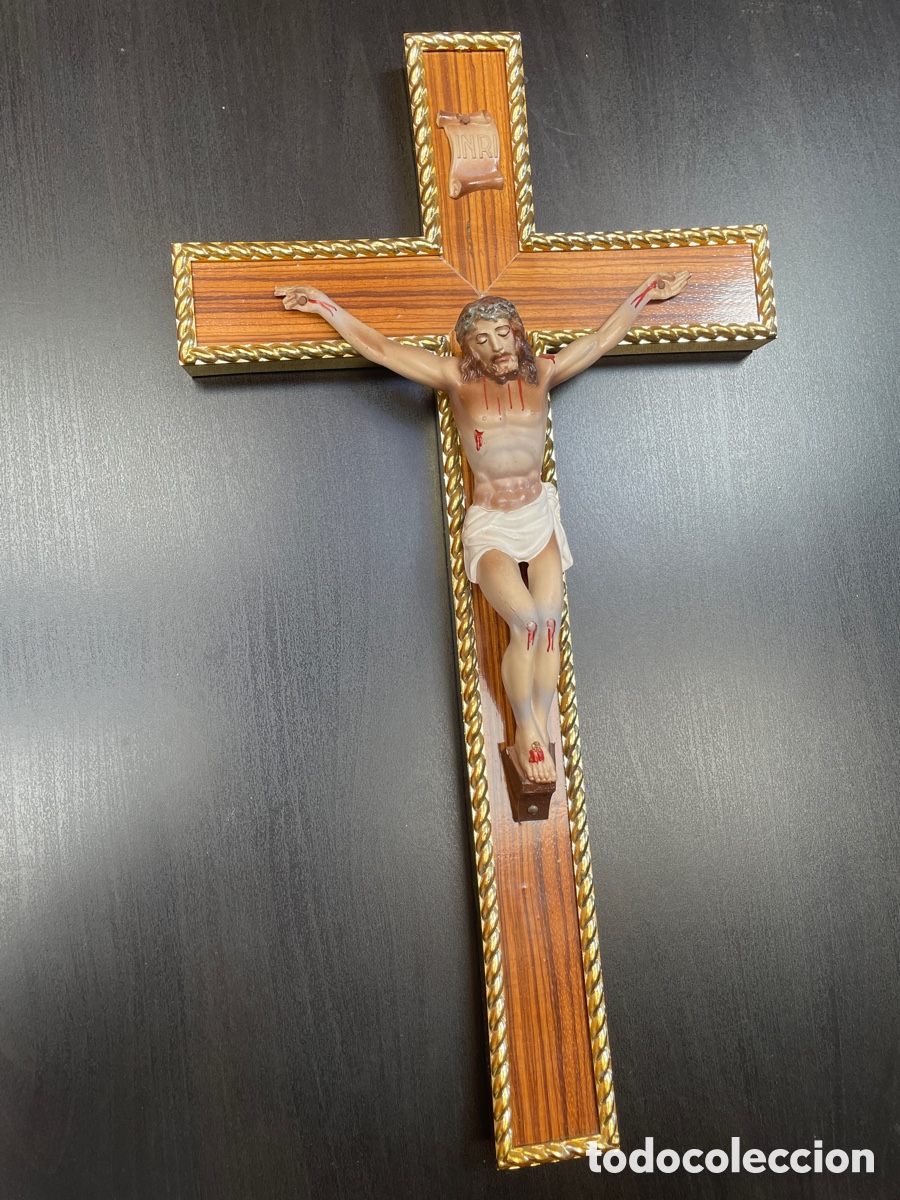 Antig&uuml;edades: Crucifijo borde dorado - Foto 1