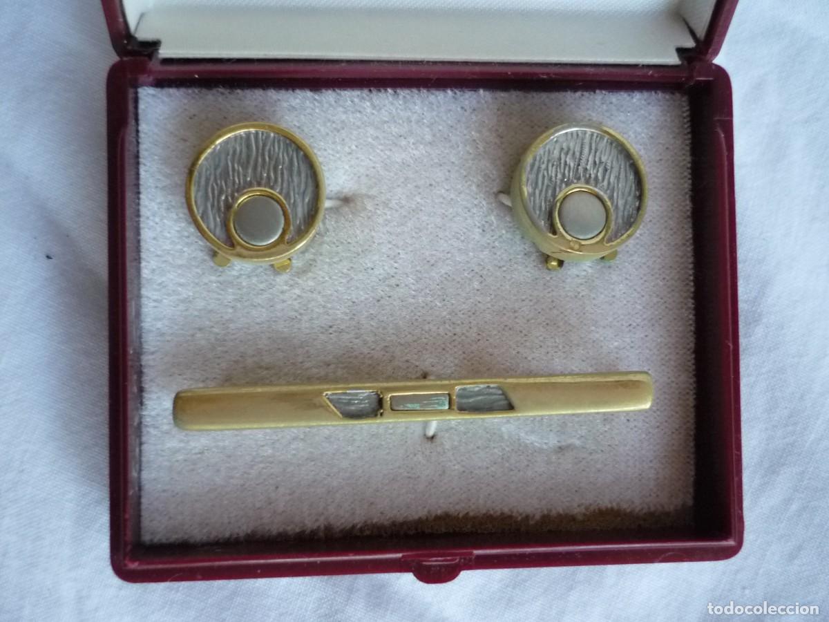 Antig&uuml;edades: Juego de gemelos de clip + pinza de corbata - Foto 3