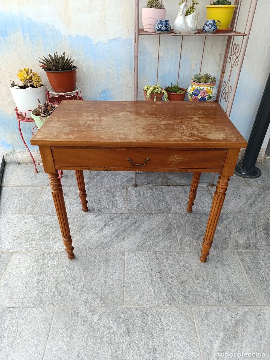 Antig&uuml;edades: Antigua mesa tocinera con 1 cajon largo. - Foto 2
