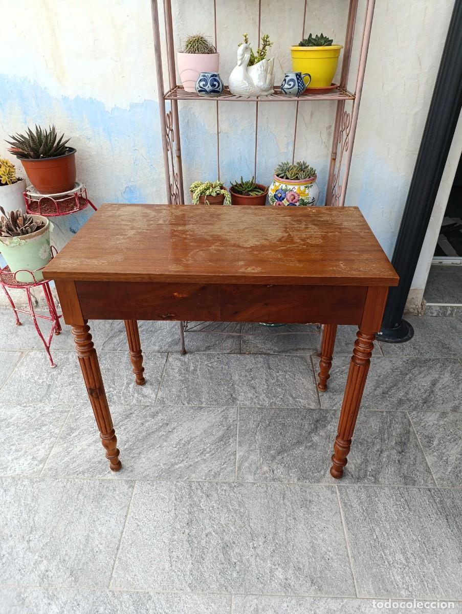 Antig&uuml;edades: Antigua mesa tocinera con 1 cajon largo. - Foto 4