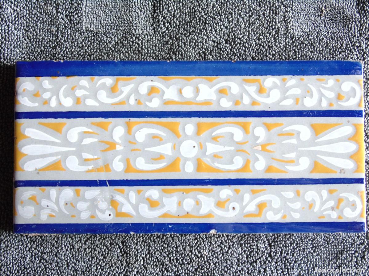 Antig&uuml;edades: ANTIGUO AZULEJO, CENEFA. GRIS Y AZUL - Foto 1