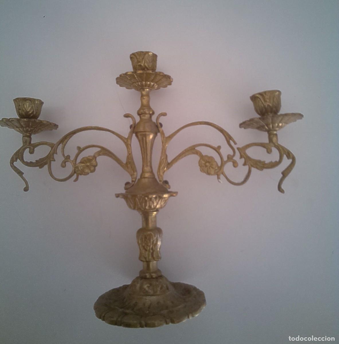 Antig&uuml;edades: 2 CANDELABROS DE BRONCE CON 3 LUCES CADA UNO. - Foto 5