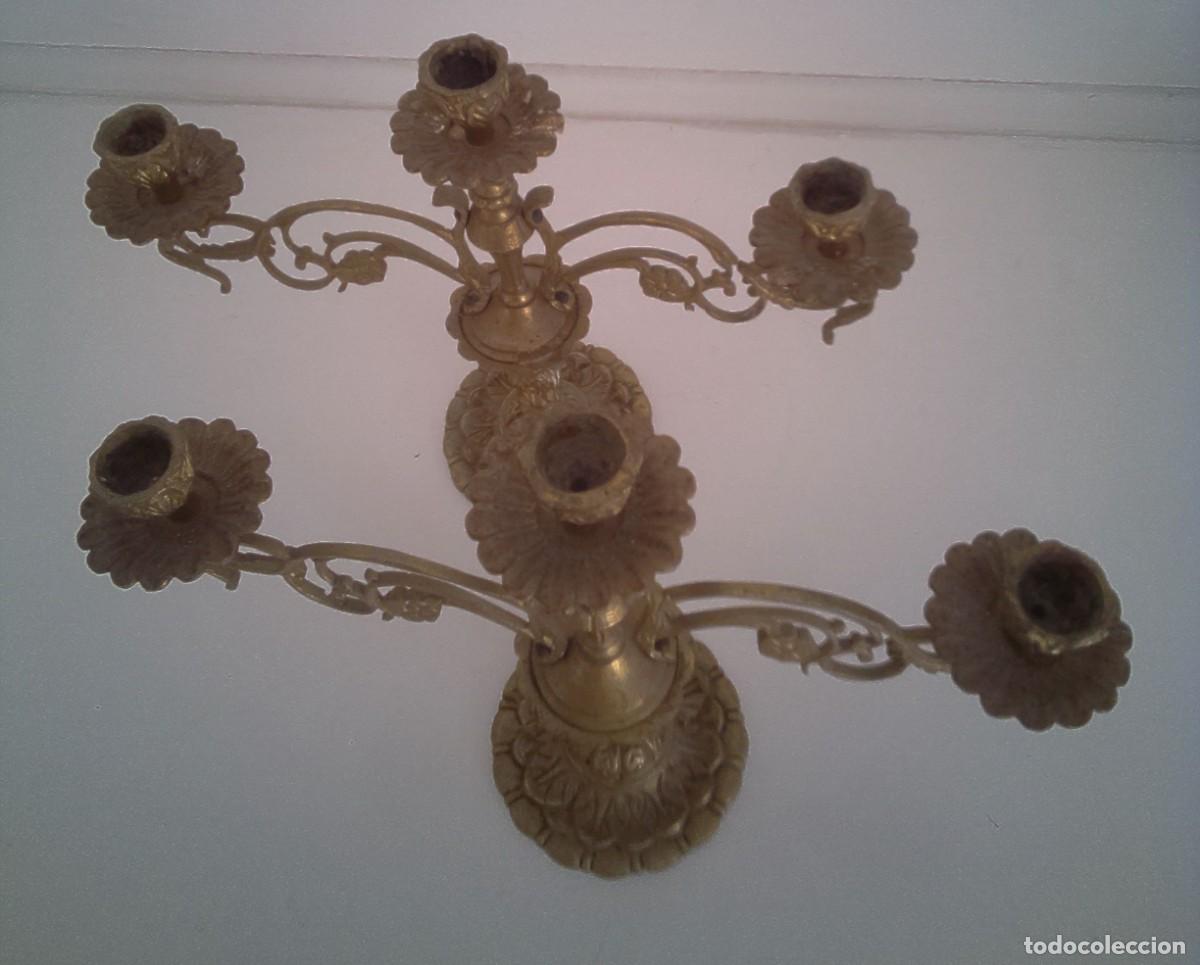 Antig&uuml;edades: 2 CANDELABROS DE BRONCE CON 3 LUCES CADA UNO. - Foto 9