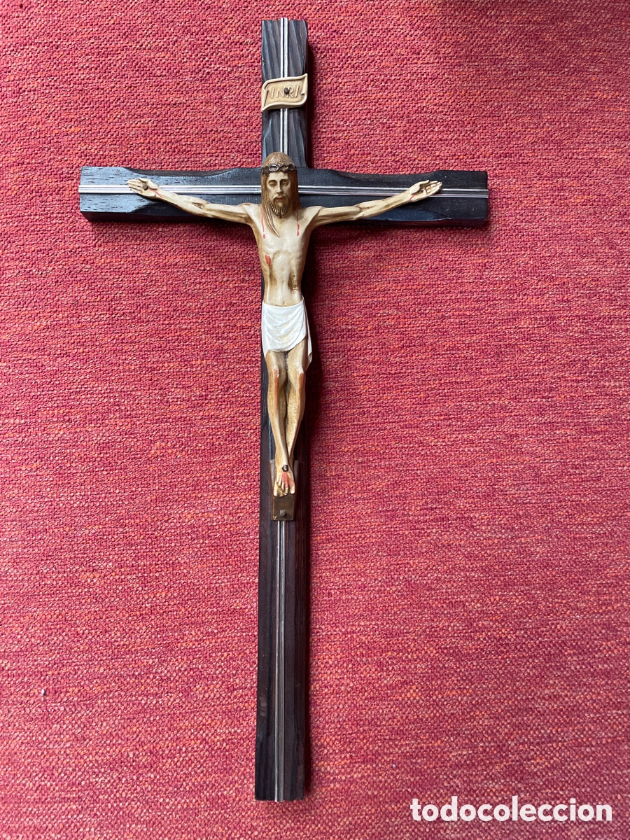 Antig&uuml;edades: Crucifijo madera y metal - Foto 1