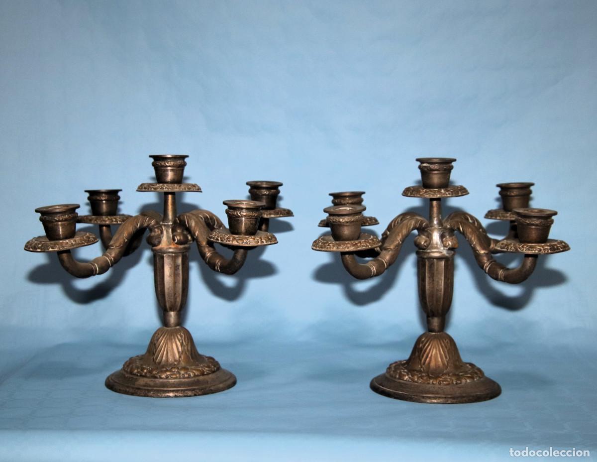 Antig&uuml;edades: PAREJA CANDELABROS ANTIGUOS - Foto 1