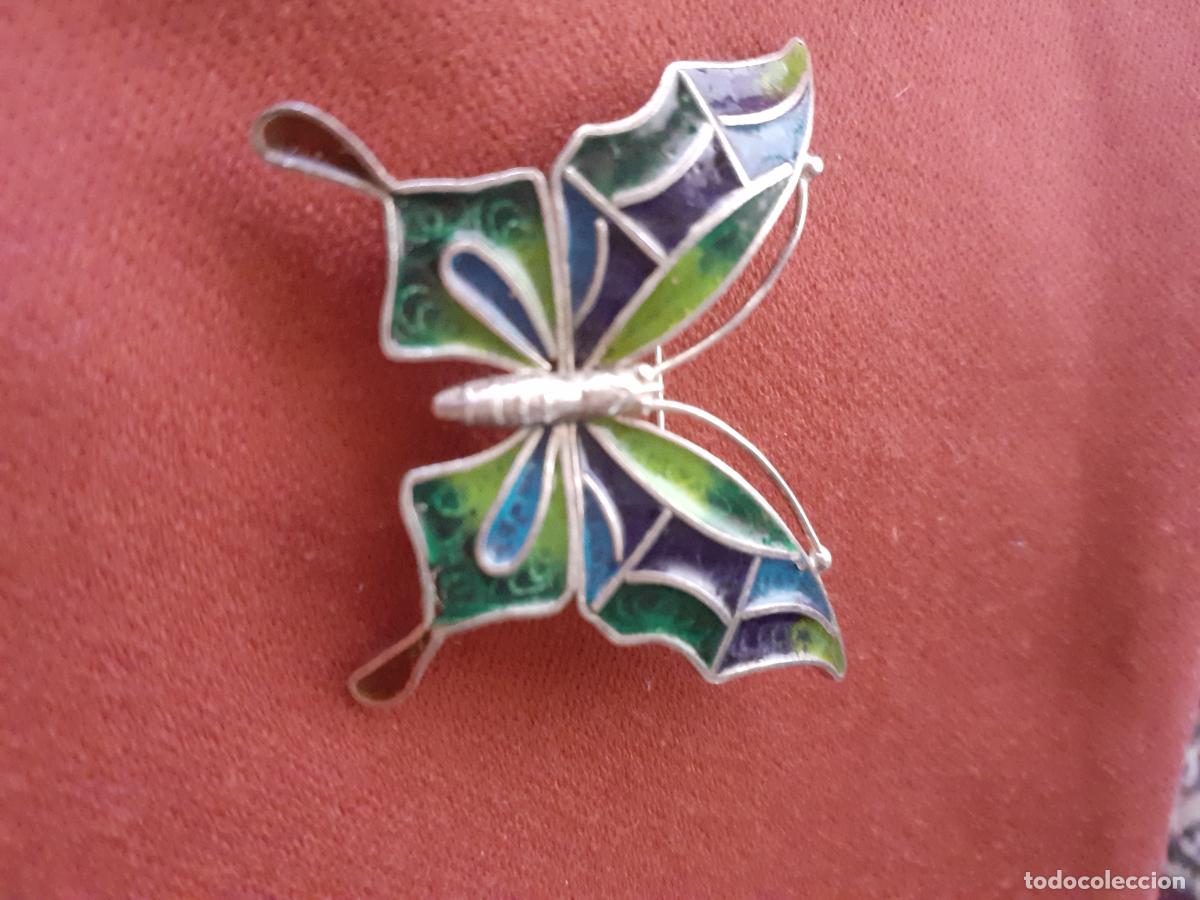 Antig&uuml;edades: Broche mariposa de plata esmaltada - Foto 2